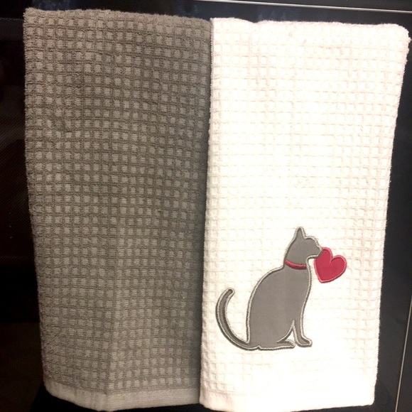 Casaba Other - Set/2 Cat Heart❤️ Dish Towels